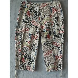 Chico's‎ Women's Multicolor Print Capri Cargo Pants Drawstring Leg Hem